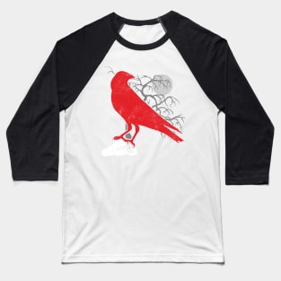 Red Raven and Full Moon Baseball T-Shirt